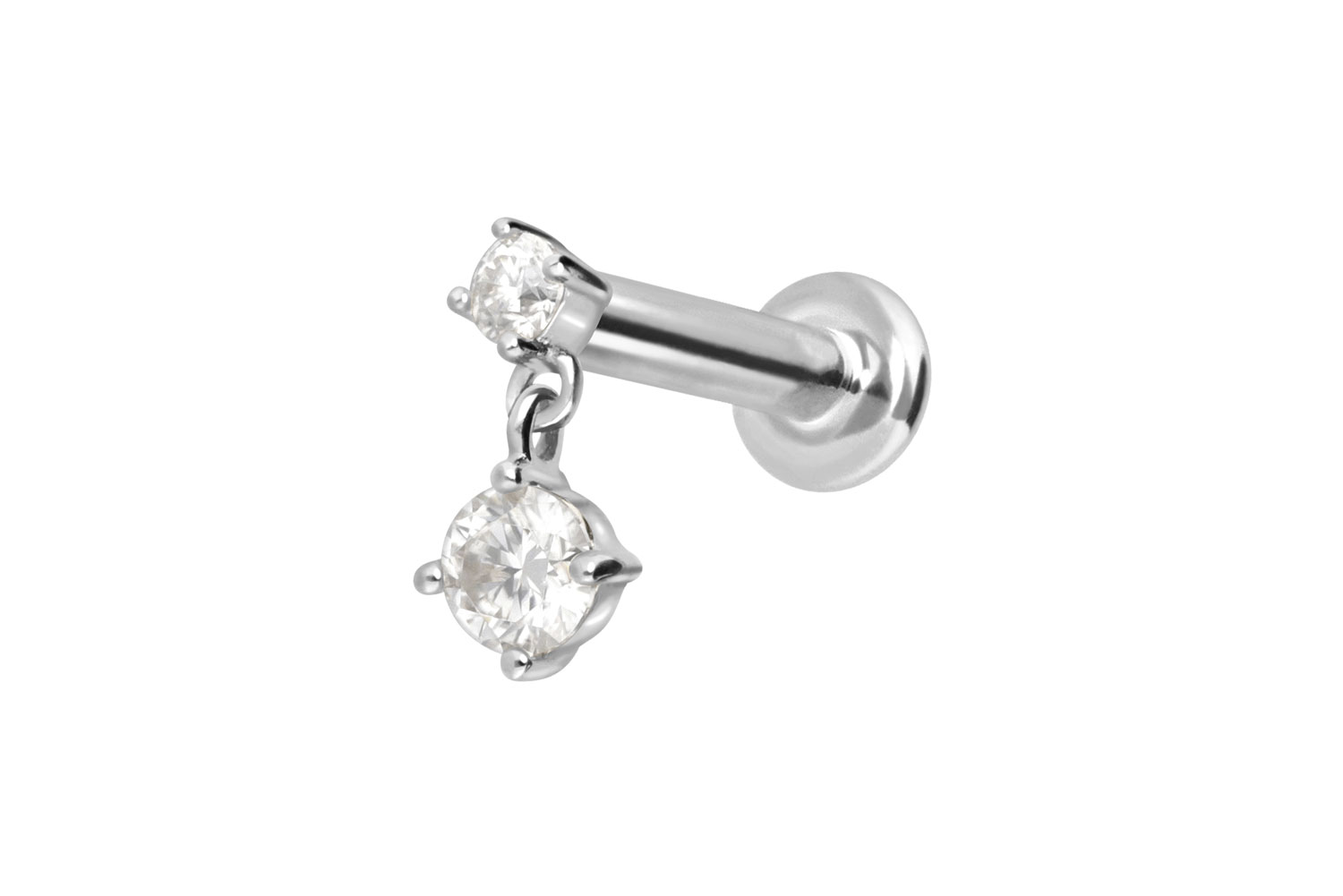 14 Karat Gold Labret Piercing mit Push Fit 2 MOISSANITE